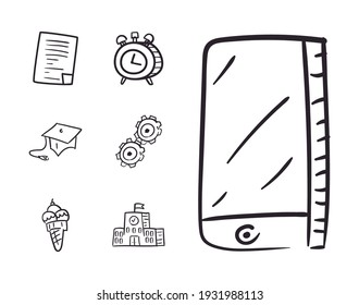smartphone and doodle icon set