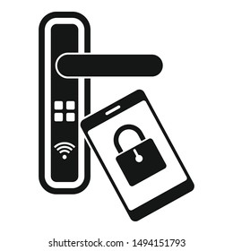Smartphone door lock icon. Simple illustration of smartphone door lock vector icon for web design isolated on white background
