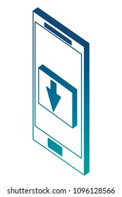 smartphone download data button isometric