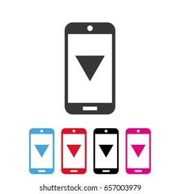Smartphone download icon vector eps10. Mobile phone download version icon.