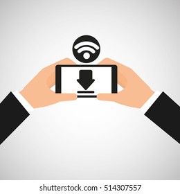 smartphone download internet wifi icon vector illustration eps 10