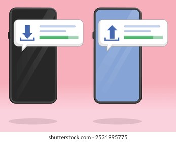 Bolha de Andamento de Notificação de Upload de Download do Smartphone