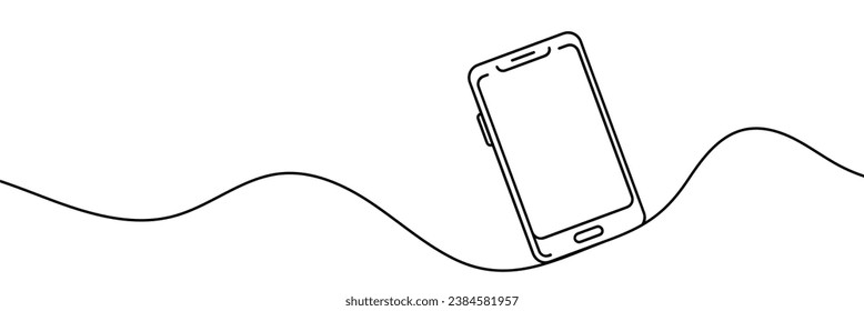 smartphone dibujado con una línea aislada. Ilustración del vector