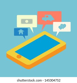 Smartphone with dream feature. vector. eps10