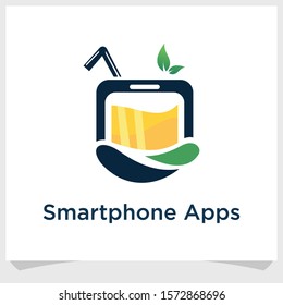 smartphone drinks application logo design inspiration, smartphone logo design vector
