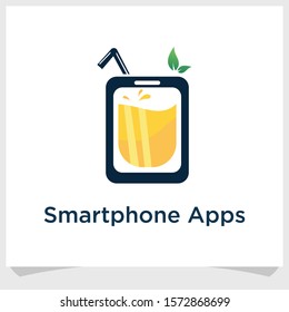 smartphone drinks application logo design inspiration, smartphone logo design vector