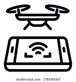 Smartphone drone control icon. Outline smartphone drone control vector icon for web design isolated on white background