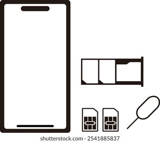 Smartphone Dual SIM e bandeja de cartão e ilustração de imagem de pin