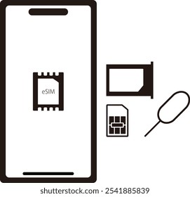 Smartphone Dual SIM e bandeja de cartão e ilustração de imagem de pin