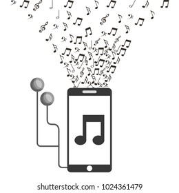 smartphone earphones music note application