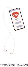 Smartphone With Earphones Vector Illustration