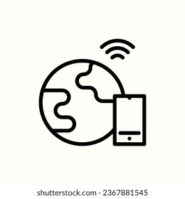 smartphone, icono de la tierra, icono aislado en el fondo de la luz, perfecto para sitio web, blog, logotipo, diseño gráfico, medios sociales, interfaz de usuario, aplicación móvil