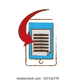 smartphone and ebook with download arrow icon over white background. colorful design. vector illustration