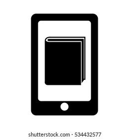 smartphone with ebook  icon on screen over white background. electronic book concept. vector illustration