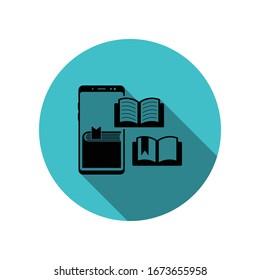 Smartphone, e-book long shadow icon. Simple glyph, flat vector of mobile concept icons for ui and ux, website or mobile application