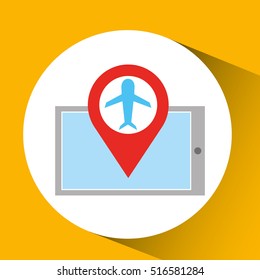 smartphone e-commerce airplane pin map vector illustration eps 10