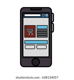 smartphone with ecommerce app device isolated icon