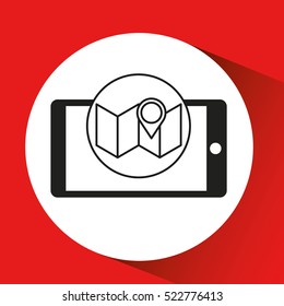 smartphone e-commerce pin map graphic vector illustration eps 10