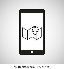 smartphone e-commerce pin map graphic vector illustration eps 10