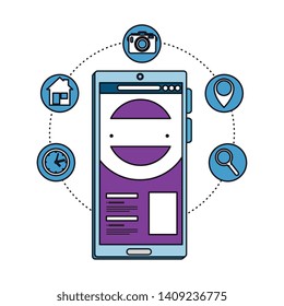smartphone with ecommerce set icons