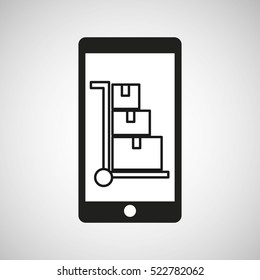 smartphone e-commerce shipping cargo graphic vector illustration eps 10