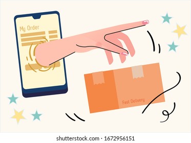 Smartphone e-commerce technology delivery online illustration vector