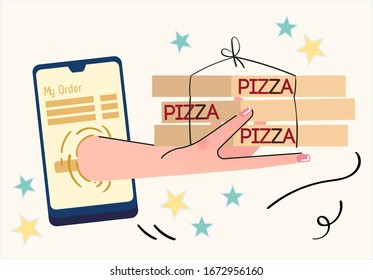 Smartphone e-commerce technology delivery online illustration vector