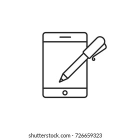 Smartphone Edit Pen outline icon. Vector contour illustration.
