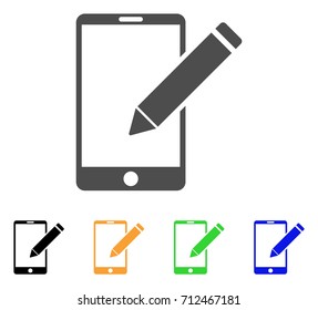 Smartphone Edit Pencil icon. Vector illustration style is a flat iconic smartphone edit pencil symbol with black, gray, green, blue, yellow color variants. Designed for web and software interfaces.