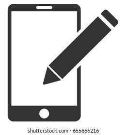 Smartphone Edit Pencil vector icon. Flat gray symbol. Pictogram is isolated on a white background. Designed for web and software interfaces.
