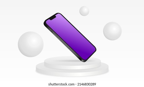 Smartphone with Editable Screen on Podium. Vector illustration