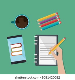 smartphone with education easy e-learning icons