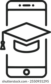 Smartphone Education Icon Digital Learning with Graduation Cap