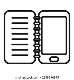 Smartphone education icon outline vector. Online people. Video internet