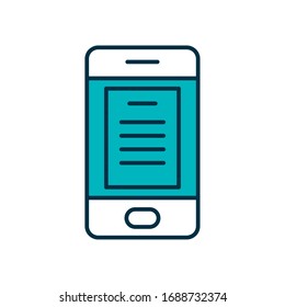 smartphone with education page icon over white background, half line half color style , vector illustration