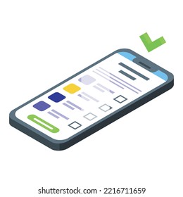 Smartphone election icon isometric vector. Booth vote. Polling voter