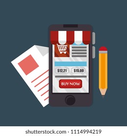 smartphone with electronic commerce icons