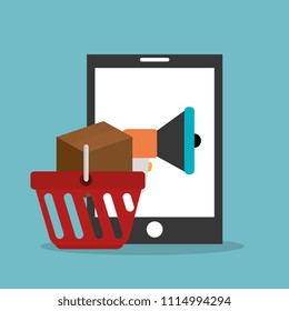 smartphone with electronic commerce icons
