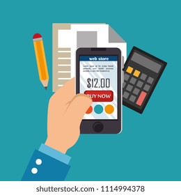 smartphone with electronic commerce icons