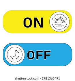 Smartphone elements, day or night mode switch - black and yellow day night icon , white background, EPS10 .