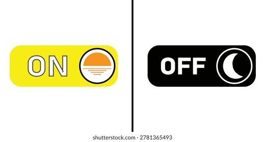 Smartphone elements, day or night mode switch - black and yellow day night icon , white background, EPS10 .