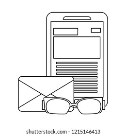Smartphone and email in black and white