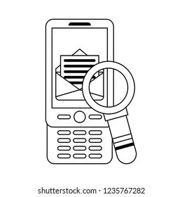 Smartphone and email black and white