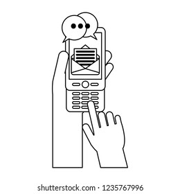 Smartphone and email black and white