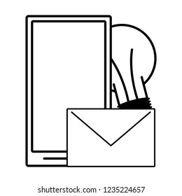 Smartphone and email with bulb light
