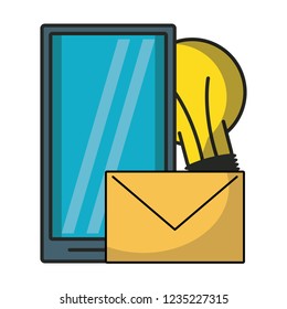 Smartphone and email with bulb light
