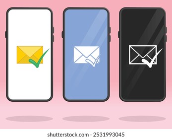 Smartphone Email Check Mark Complete Envelope
