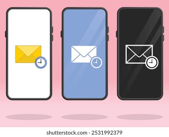 Smartphone Email Clock Symbol Timed Mail