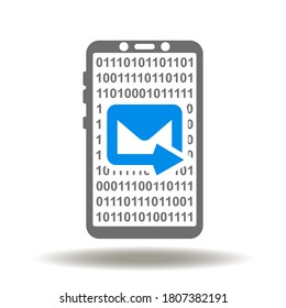 Smartphone Email Envelope Arrow Icon Vector. Electronic Mail mobile Marketing Technology Logo. Phone Message Illustration.