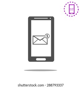 Smartphone email icon. Mobile mail sign simbol.